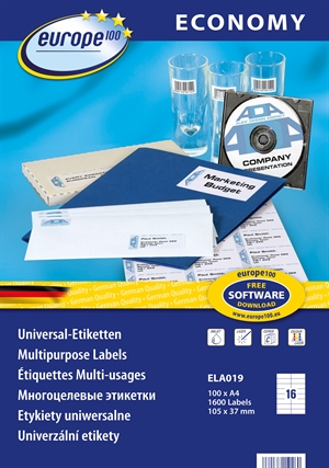 Avery Europe 100 uniwersalna etykieta 105 x 37,1 mm, 1600 szt.